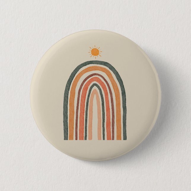 Sol över ett regnbåge knapp (Framsida)