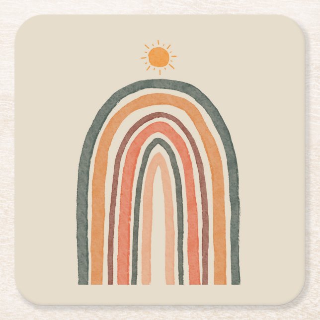 Sol över ett regnbåge underlägg papper kvadrat (Framsidan)