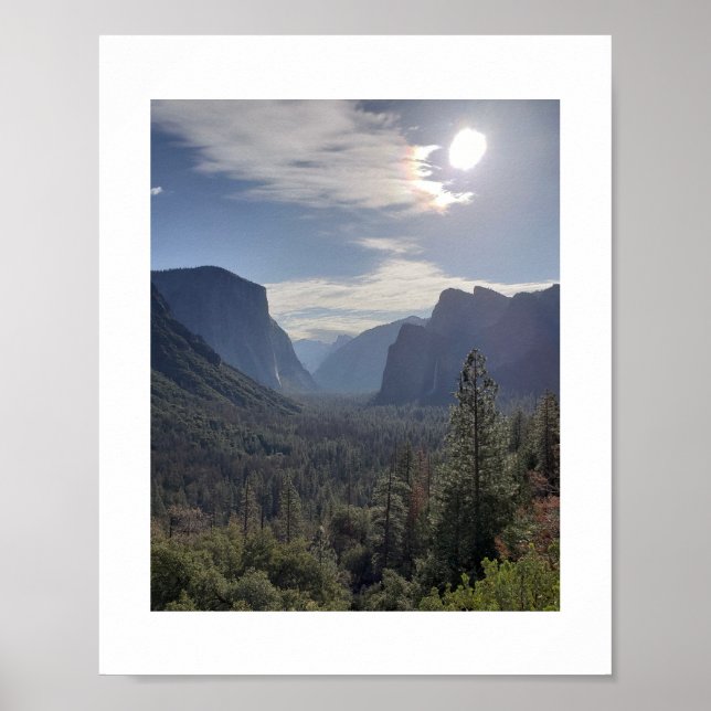 Sol över fotografiet Valley Yosemite Färg Poster (Framsidan)