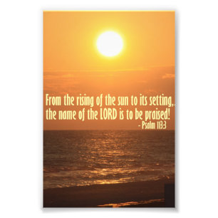 Sol över hav med Psalm113:3 Fototryck