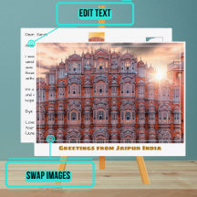 Sol över Hawa Mahal i Jaipur India