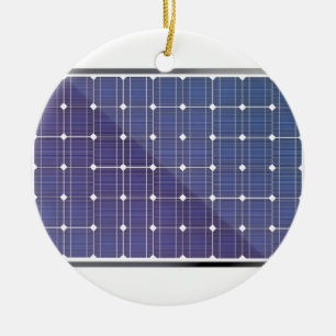 Sol- panel på vit julgransprydnad keramik