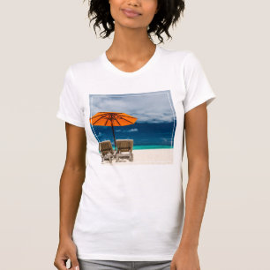 Sol Paraply på Sandy Beach Maldiverna Tee