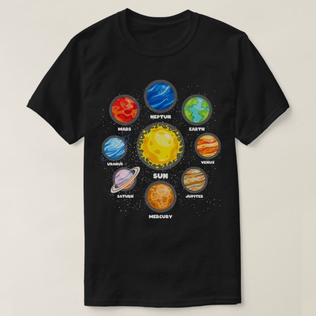Sol Planets Rymden Scientist Astronaut Space T Shirt (Design framsida)