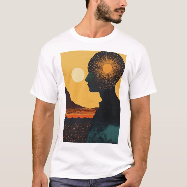 Sol-profil + raster mönster t shirt (Framsida)