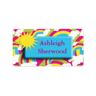 Sol Rainbow Namn etikett Adressetikett