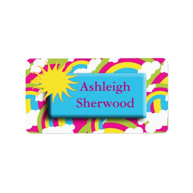 Sol Rainbow Namn etikett Adressetikett (Framsidan)