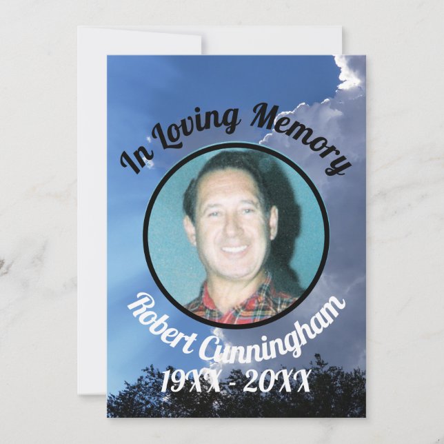 Sol Rays and Clouds Photo Memorial Card Inbjudningar (Framsida)