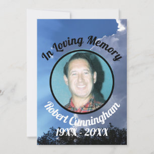 Sol Rays and Clouds Photo Memorial Card Inbjudningar