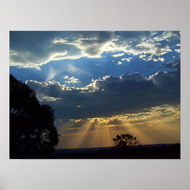 Sol Rays Andlig Himmel: Victoria Australia Post Poster (Framsidan)