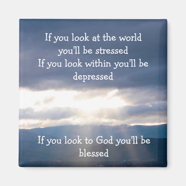 Sol Rays Lakeshore Storm Clouds Titta på Gud Magnet (Framsidan)