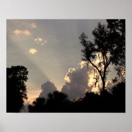 Sol Rays vid Sunset - Himlar-foto Poster