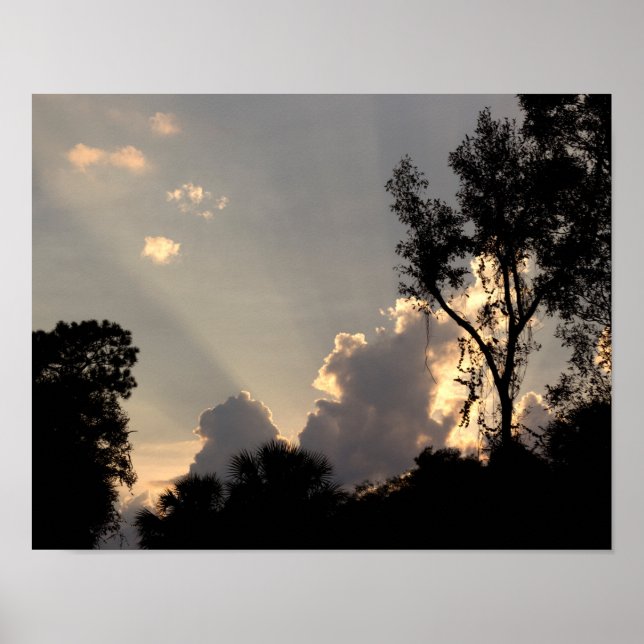 Sol Rays vid Sunset - Himlar-foto Poster (Framsidan)
