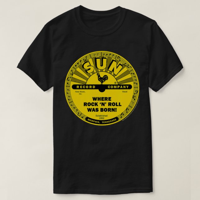 Sol registrerar klassiskt vinyl där rock N Roll va T Shirt (Design framsida)