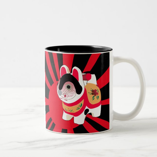 sol rockkawaii tecknad kattunge japanese Lucky Cat Två-Tonad Mugg (Höger)
