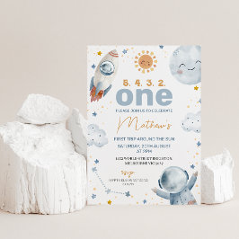 Sol Runt första Resa runt Sol 1:a födelsedag Inbjudningar