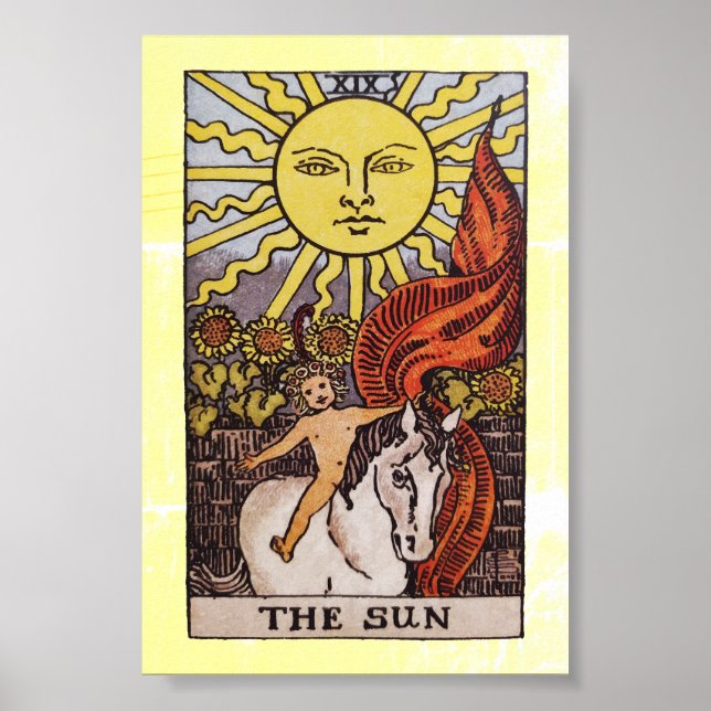 "Sol" RWS Tarot Card för bra förmögenhet Poster (Framsidan)