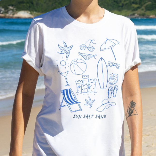 Sol Salt Sand Doodle Beach T Shirt (Skapare uppladdad)