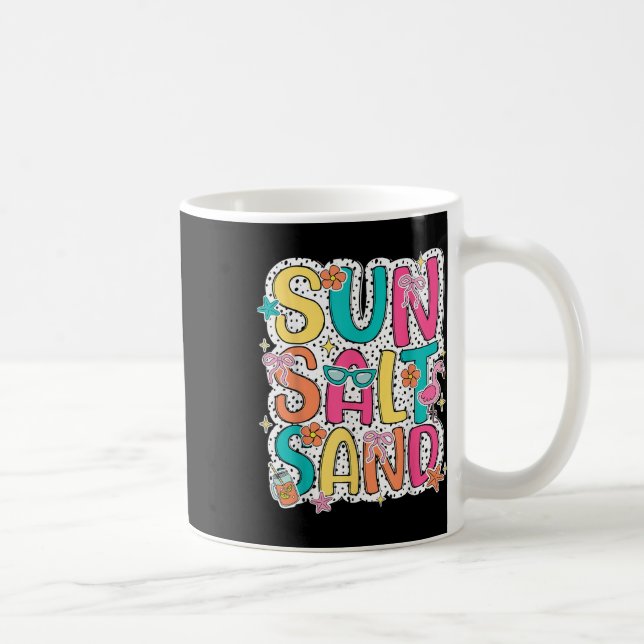 Sol Salt Sand Funny Beach Handflatan Träd Sommar V Kaffemugg (Höger)