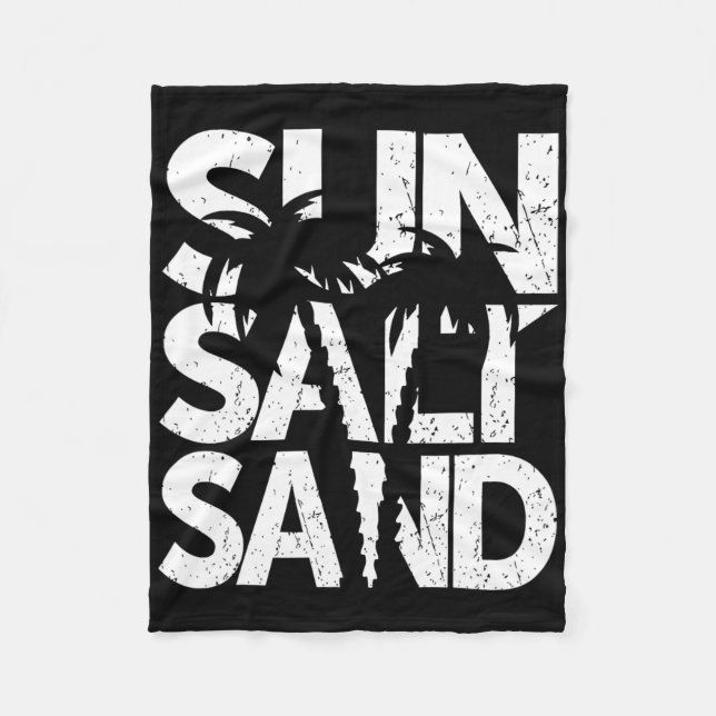 Sol Salt Sand Palmträd Hawaii Strand Sommar Ledigt Fleecefilt (Framsidan)