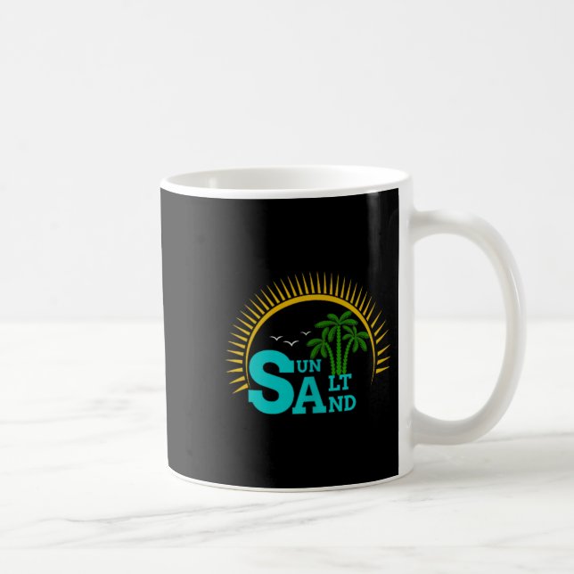 Sol Salt Sand Rolig Strand Palmträd Sommar Kaffemugg (Höger)