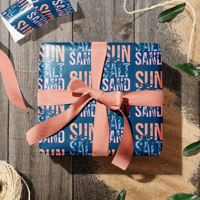 Sol Salt Sand Summer Beach Quote Blue Presentpapper (Skapare uppladdad)