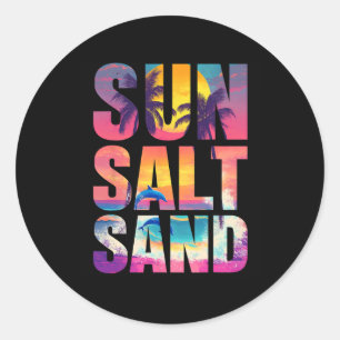 Sol Salt Sand Summer Beach Vibes Family Vacation R Runt Klistermärke