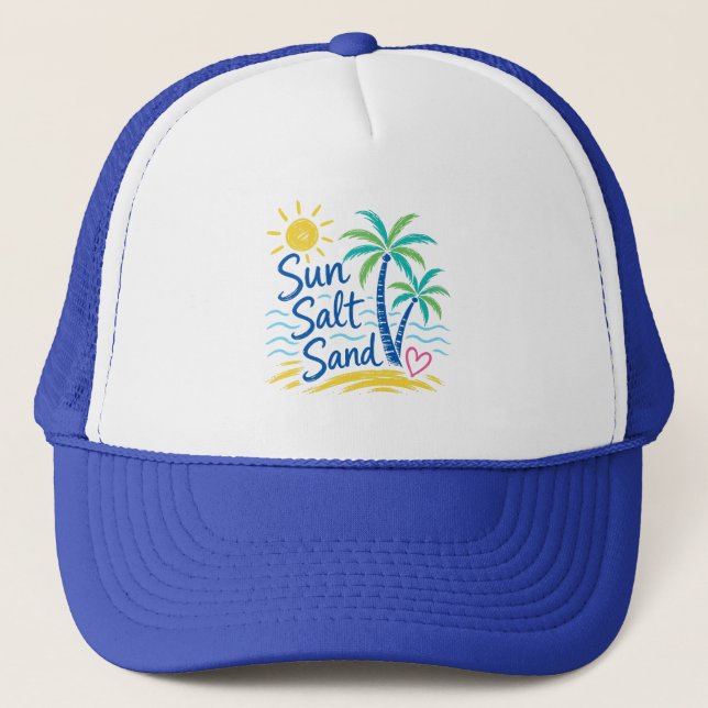 Sol Salt Sand – Tropisk Strand Palmträd Sommar  Keps (Framsida)