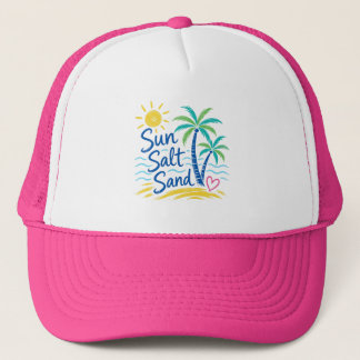 Sol Salt Sand – Tropisk Strand Palmträd Sommar Keps