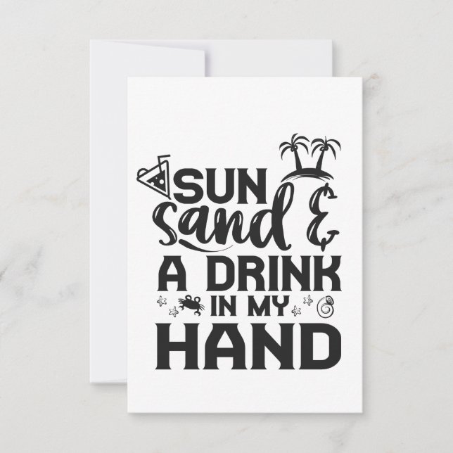 Sol Sand och Drink i min hand och min vackra somma Tack Kort (Framsida)