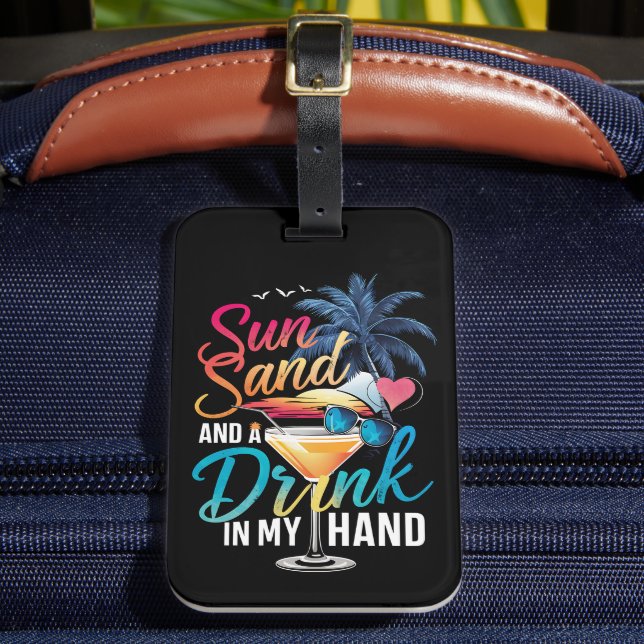 Sol Sand och en Drink I Min Hand Strand Kryssning Bagagebricka (Framsida Insitu 2)