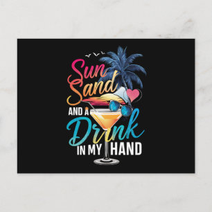 Sol Sand och en Drink I Min Hand Strand Kryssning Vykort