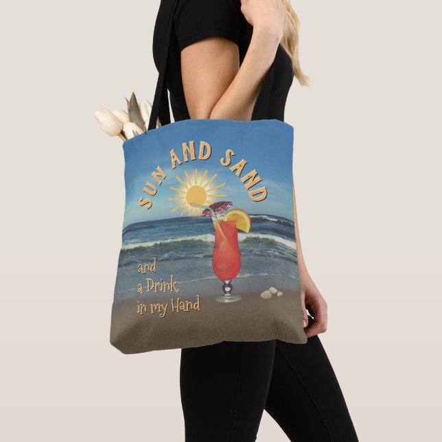 Sol & Sand och en drink i min hand Tygkasse (Närbild)
