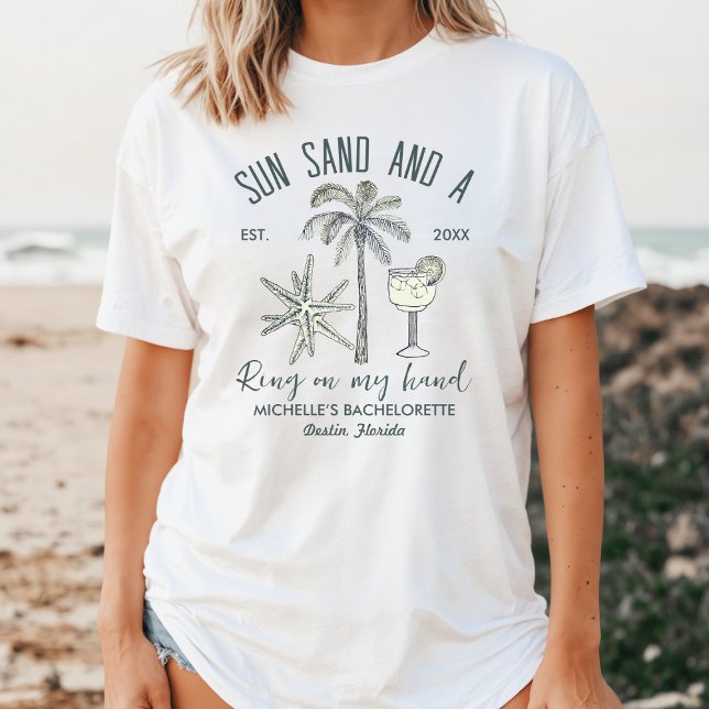Sol Sand och Ring på min hand, Bach Party Bride T Shirt (Skapare uppladdad)