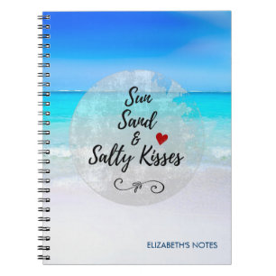 Sol Sand och Salty Kisses Tropical Beach Anteckningsbok Med Spiral