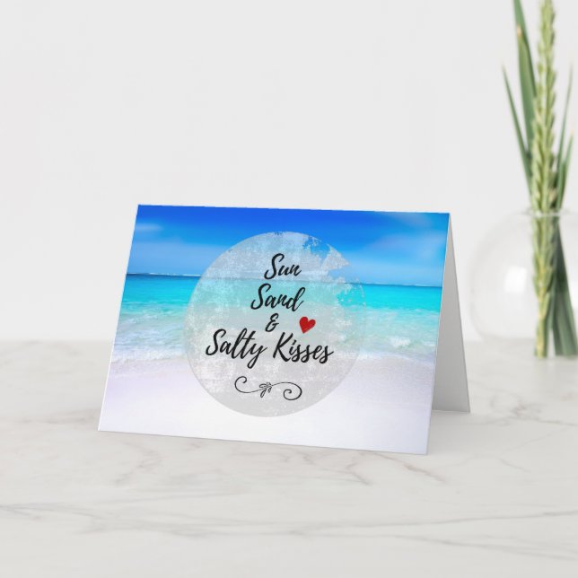 Sol Sand och Salty Kisses Tropical Beach Birthday Kort (Framsida)