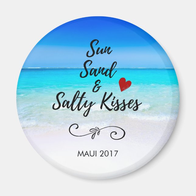 Sol Sand och Salty Kisses Tropical Beach Magnet (Framsidan)