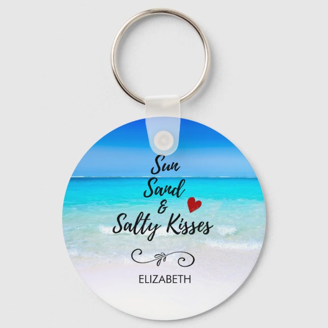 Sol Sand och Salty Kisses Tropical Beach Nyckelring (Framsida)