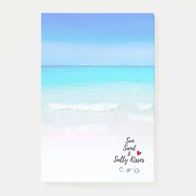 Sol Sand och Salty Kisses Tropical Beach Post-it Block (Framsida)