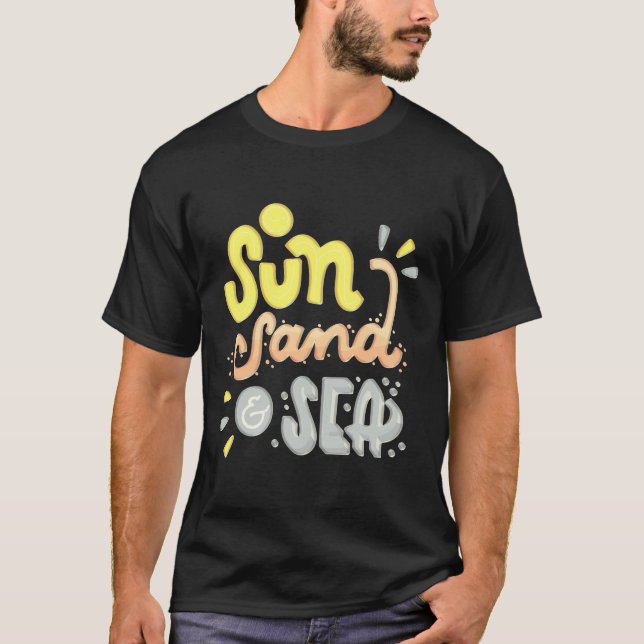 Sol Sand Sea - Sommaren T Shirt (Framsida)