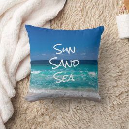 Sol Sand Sjö Tropisk Strand Turkos Vatten Kudde