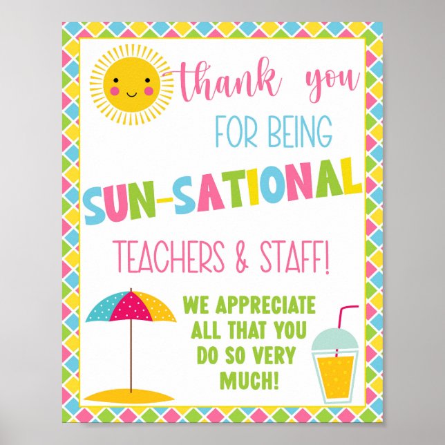 Sol-Sational Teacher Apprecision Sign Poster (Framsidan)