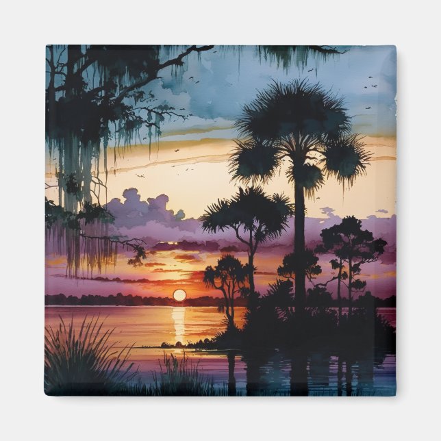 Sol sätter över badu magnet (Framsidan)