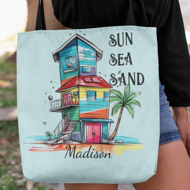 Sol Sea Sand Beach House Namn Tygkasse (Skapare uppladdad)