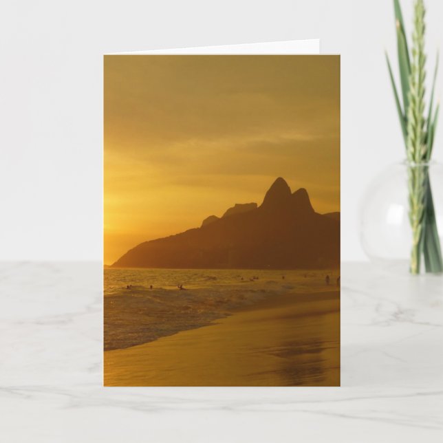 Sol Set vid Ipanema Beach Brasilien Kort (Framsida)