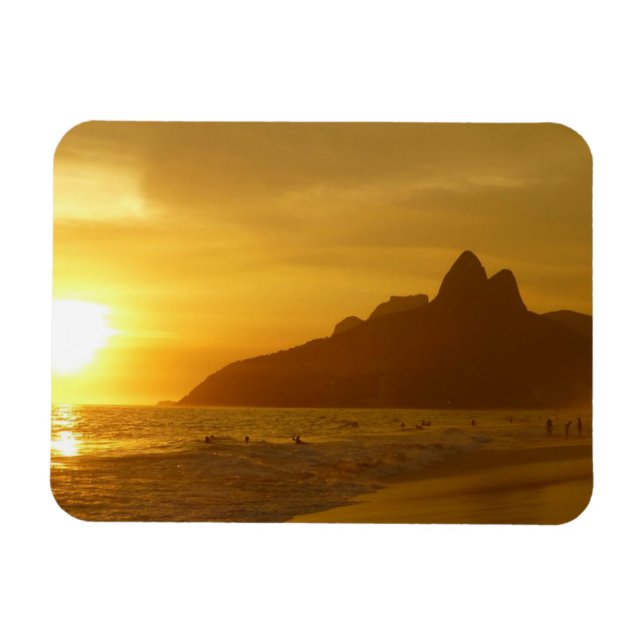 Sol Set vid Ipanema Beach Brasilien Magnet (Horisontell)