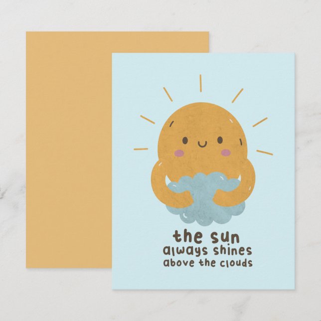 Sol shines alltid över molnen anteckningskort (Fram/baksida)