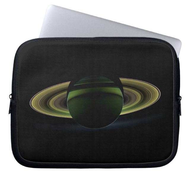 Sol Shining bakom Planet Saturn Casting a Shadow Laptop Sleeve (Framsidan)