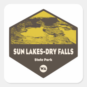 Sol-Sjöar-Dry Falls State Park Washington Washingt Fyrkantigt Klistermärke