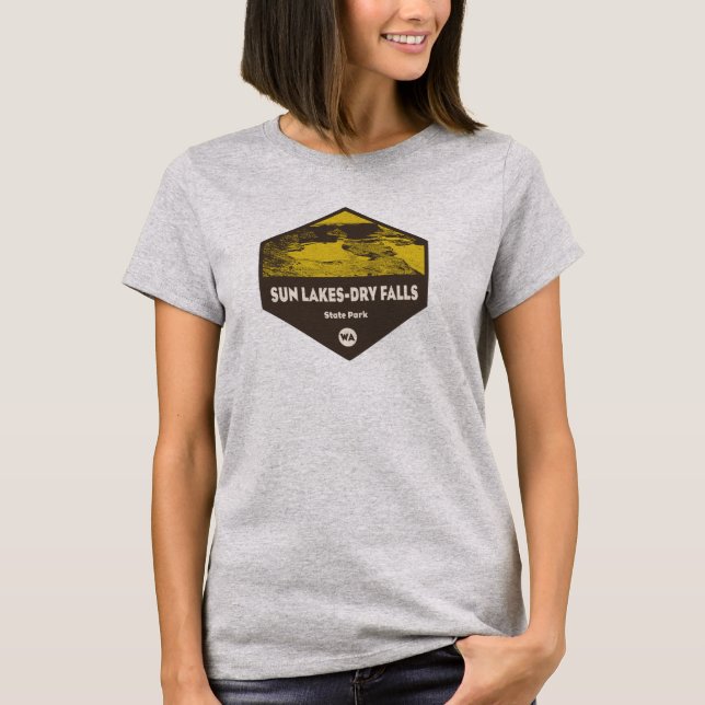 Sol-Sjöar-Dry Falls State Park Washington Washingt T Shirt (Framsida)